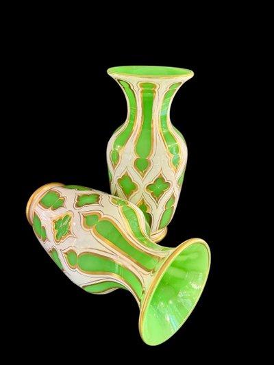 Pair of Opaline Overlay Vases