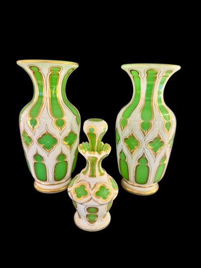 Pair of Opaline Overlay Vases