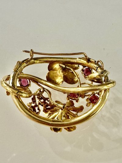 Importante Broche En Or Et Grenats d'époque Napoléon III
