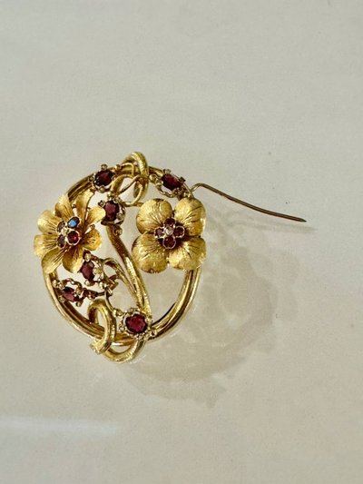 Importante Broche En Or Et Grenats d'époque Napoléon III