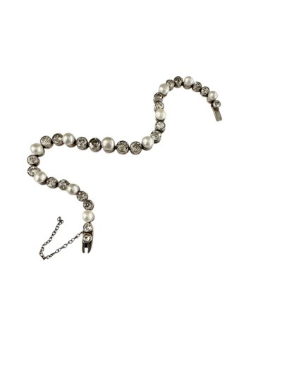 Bracciale Art Nouveau Line in diamanti e perle fini