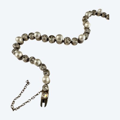 Bracciale Art Nouveau Line in diamanti e perle fini