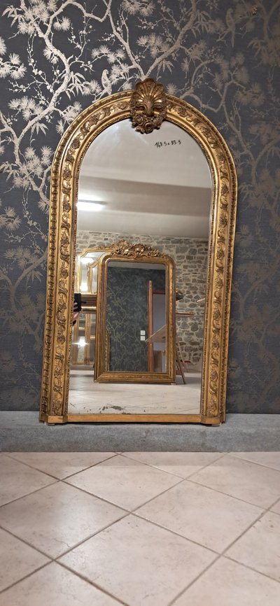 19th century mirror, ogive shape 148.5 x 83.5