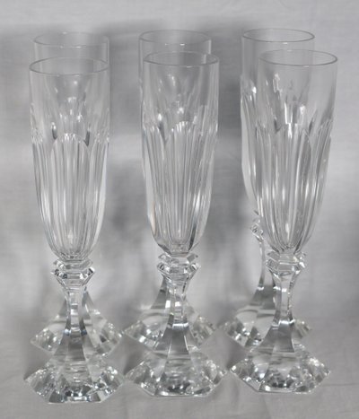 Set of 6 Saint Louis champagne flutes, Chambord model