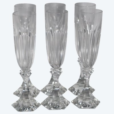 Set of 6 Saint Louis champagne flutes, Chambord model