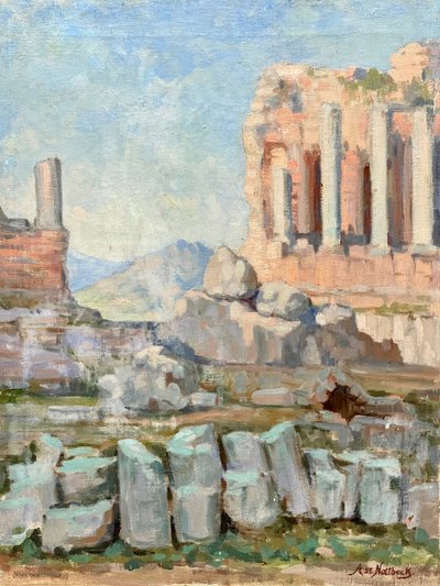 Ruine antique en Afrique du Nord peint par Alfred Nottbeck 
