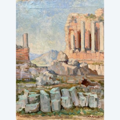 Ruine antique en Afrique du Nord peint par Alfred Nottbeck 