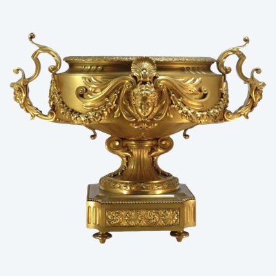 60CM Jardinière ou centre de table en bronze doré signé Barbedienne
