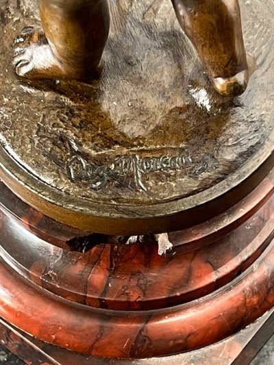 PAIRE DE LAMPE EN BRONZE SIGNÉ " AUGUSTE MOREAU " REPRÉSENTANT DES PUTTI