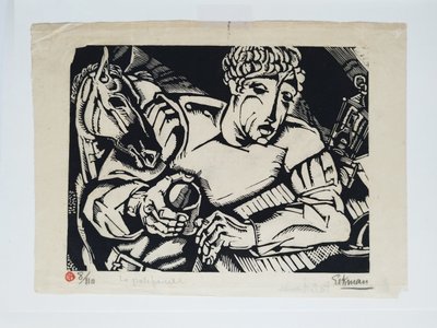 Nicolas Eekman The Groom Woodcut Engraving 20th C Old Print