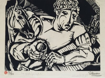 Nicolas Eekman The Groom Woodcut Engraving 20th C Old Print