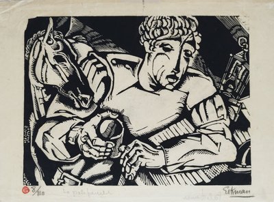 Nicolas Eekman The Groom Woodcut Engraving 20th C Old Print