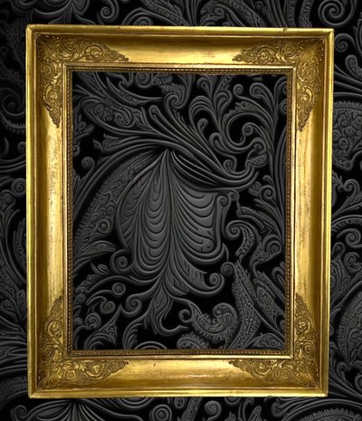 19TH CENTURY EMPIRE PERIOD FRAME IN WOOD / GOLD STUCCO FOR PAINTING 47.5 CM X 37 CM