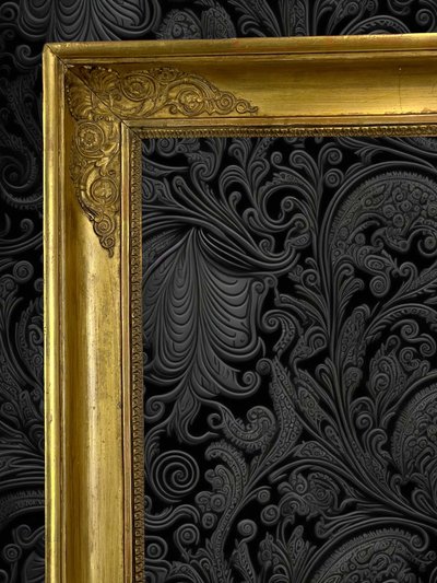 19TH CENTURY EMPIRE PERIOD FRAME IN WOOD / GOLD STUCCO FOR PAINTING 47.5 CM X 37 CM