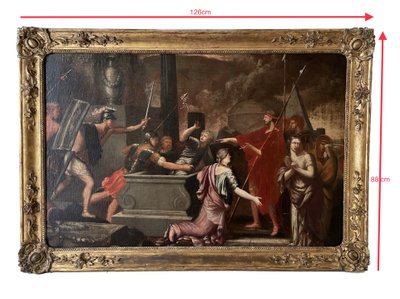 Großes Gemälde aus dem 17. Jahrhundert „Odysseus entdeckt Astyanax“