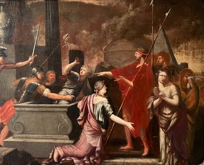 Großes Gemälde aus dem 17. Jahrhundert „Odysseus entdeckt Astyanax“