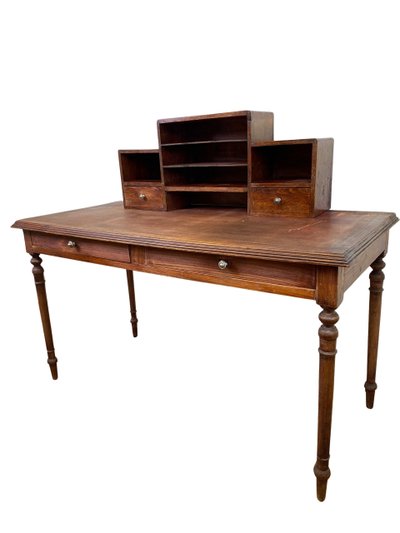 Mid-20th century pine wood secretary desk