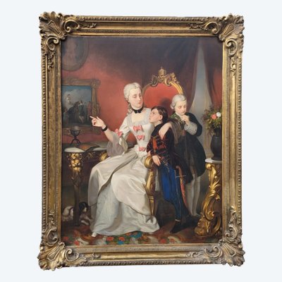 C Hermelein, Porträt der Prinzessin Elisabeth von Preußen und ihrer Söhne, 19. Jahrhundert