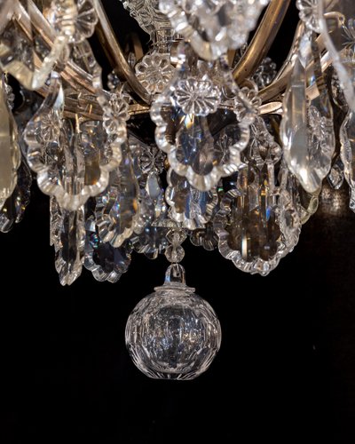 Signed by the Cristalleries de Baccarat, small silver-plated bronze and cut crystal cage chandelier