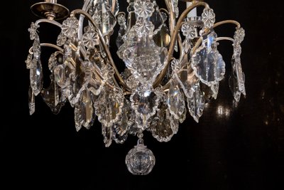 Signed by the Cristalleries de Baccarat, small silver-plated bronze and cut crystal cage chandelier