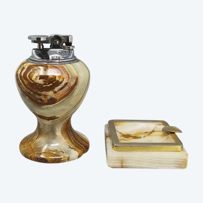 Wunderschönes Raucherset aus Onyx aus den 1960ern. Hergestellt in Italien