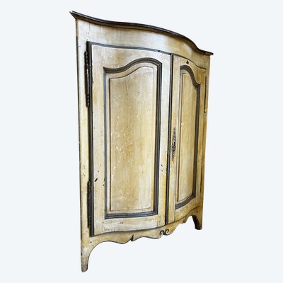 Encoignure Louis XV  en bois peint, fin XVIIIème siècle.