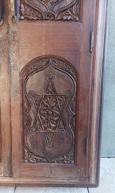 Old cupboard doors, beech wall bookcase (1)