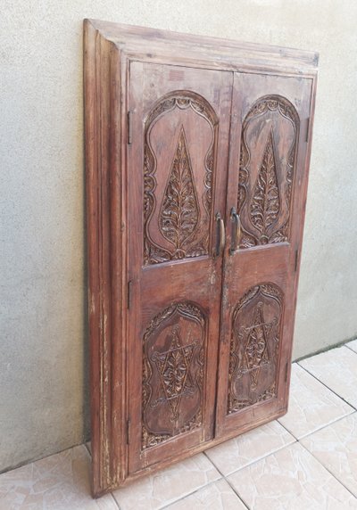 Old cupboard doors, beech wall bookcase (1)