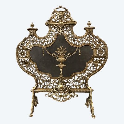 Beautiful 19th century bronze fireplace screen