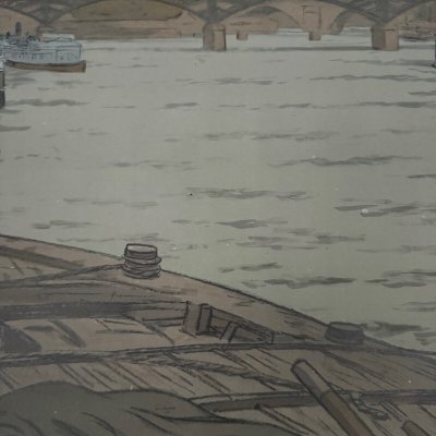 Lithograph by Henri Rivière Parisian Landscapes - The Institute and the City