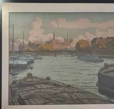Lithograph by Henri Rivière Parisian Landscapes - The Institute and the City