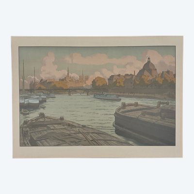 Lithograph by Henri Rivière Parisian Landscapes - The Institute and the City