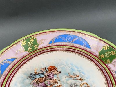 Porcelain plate Antique decor 19th century Capodimonte Crown