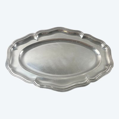 Plat ovale modèle au filet contour  métal argenté