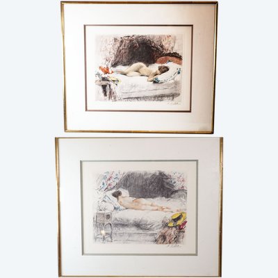 Antoine CALBET, Lithographies, PAIRE DE NUS, face et dos