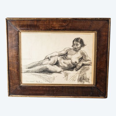 Marcel ROCHER, 1890- 1959, Nu féminin, Fusain