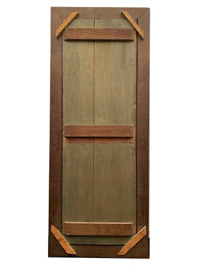 Two antique woodwork panels, lacquered with flower decoration
