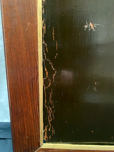Two antique woodwork panels, lacquered with flower decoration