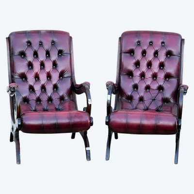 Paire De Fauteuils Chesterfield