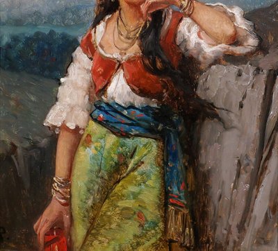 Jan PORTIELJE 1829-1908 Porträt einer Italienerin, Gemälde, ca. 1870-80, Italien