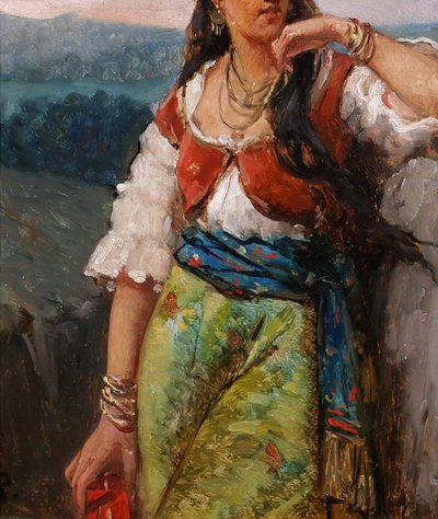 Jan PORTIELJE 1829-1908 Porträt einer Italienerin, Gemälde, ca. 1870-80, Italien