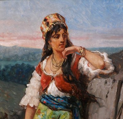 Jan PORTIELJE 1829-1908 Porträt einer Italienerin, Gemälde, ca. 1870-80, Italien