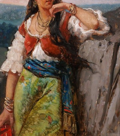 Jan PORTIELJE 1829-1908 Porträt einer Italienerin, Gemälde, ca. 1870-80, Italien