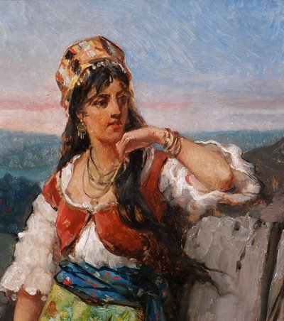 Jan PORTIELJE 1829-1908 Porträt einer Italienerin, Gemälde, ca. 1870-80, Italien