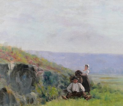 Französische Schule um 1880-90, Landschaft, die Ernte, impressionistische Malerei, signiert