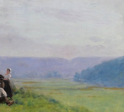 Französische Schule um 1880-90, Landschaft, die Ernte, impressionistische Malerei, signiert