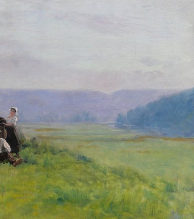 Französische Schule um 1880-90, Landschaft, die Ernte, impressionistische Malerei, signiert