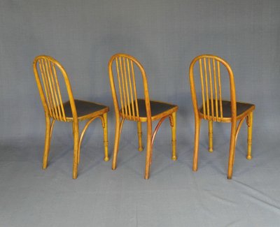 Satz von 3 Thonet Mundus Bistrostühlen 1930, Art Deco, Nr. A 643