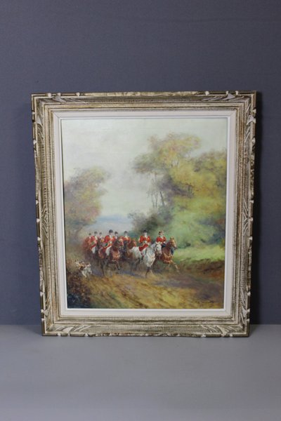 Öl auf Leinwand, Jagd am Hof von Eugène Péchaubes, um 1930
