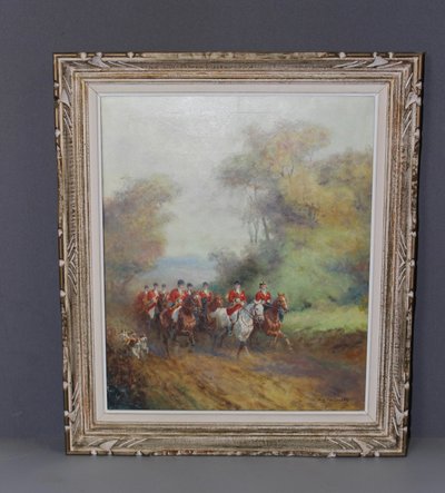 Öl auf Leinwand, Jagd am Hof von Eugène Péchaubes, um 1930